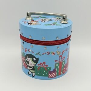 PowerPuff Girls Holiday Handle Round Metal Purse 2000 Cartoon Network Zipper